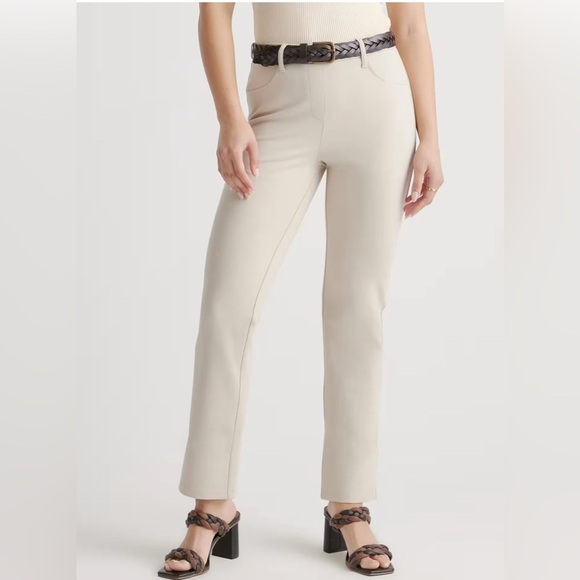 NEW Quince Ultra Stretch Ponte Slacks Pants 4 Pocket Ecru Tan Small NWT - Picture 3 of 9